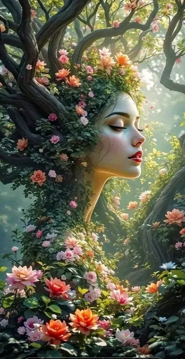 Nymphe des lotus – 50x100cm – Diamants Ronds