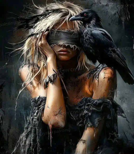 Yeux du corbeau - 60×75cm – Diamants Ronds