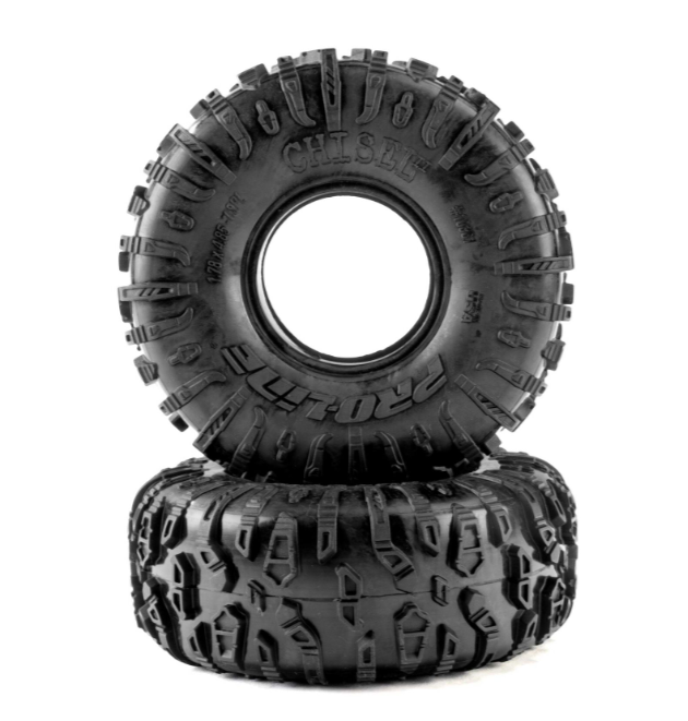 PRO1036114 ensemble de 2 pneus Pro-Line Racing Chisel II 1.9 po en composé G8 Soft Rock. Dimensions 123 x 45 mm, inserts en mousse inclus et sculpture optimisée pour une traction exceptionnelle sur les rochers et terrains techniques.