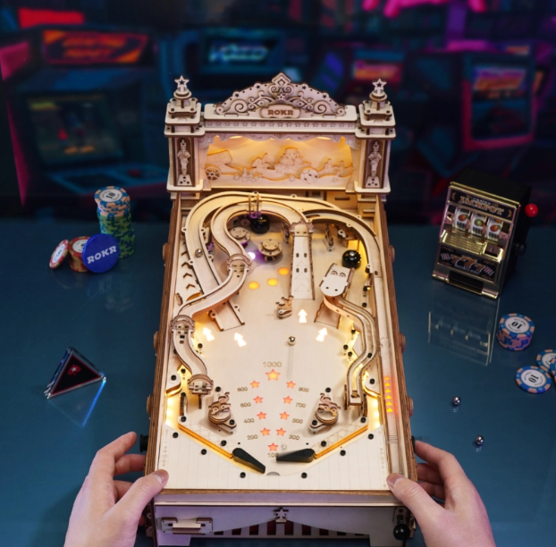 Pin Ball 3D - Flipper mécanique – ROKR EG01 – Modèle en bois 3D – Univers RcLoisirs
