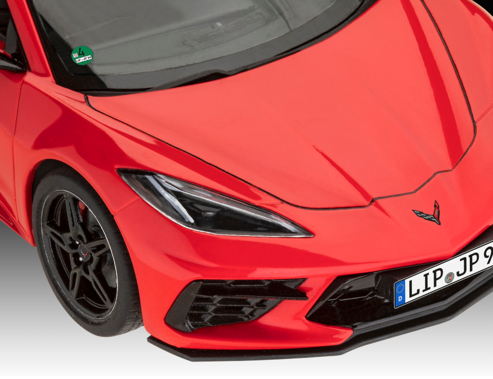 Revell 07714 – Corvette C8 Coupé – maquette 1/25 Niveau 3, 144 pièces, moteur central détaillé