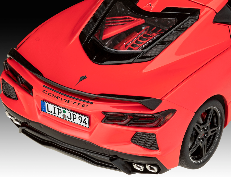 Revell 07714 – Corvette C8 Coupé – maquette 1/25 Niveau 3, 144 pièces, moteur central détaillé