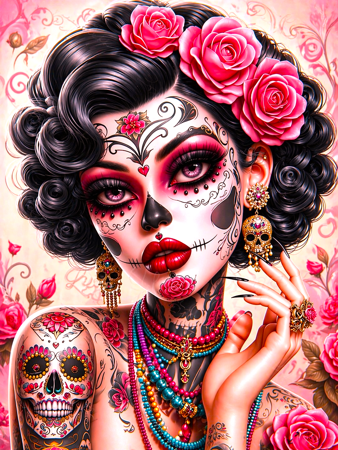 Peinture diamant 5D - Haute Gamme - Santa Muerte Élégance