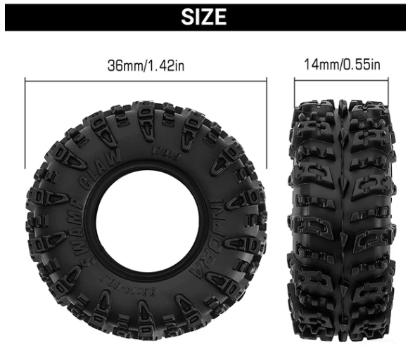 T7019 Pneus Swamp Claw 0.7 36x14mm SCX30 (lot de 4) - Univers RcLoisirs