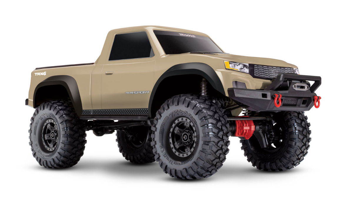 Traxxas, TRX-4 Sport, Clipless, 1/10, tan, RTR, crawler, trail, essieux portiques, suspension GTS, Titan 550 21T, XL-5 HV, tout-terrain, scale crawler, modélisme RC, véhicule radiocommandé, nature, randonnée, marche à pied, exploration extérieure, franchissement, sentier, aventure, loisir mécanique, loisir technique, hobby modélisme, conduite hors route, performance tout-terrain, crawl technique