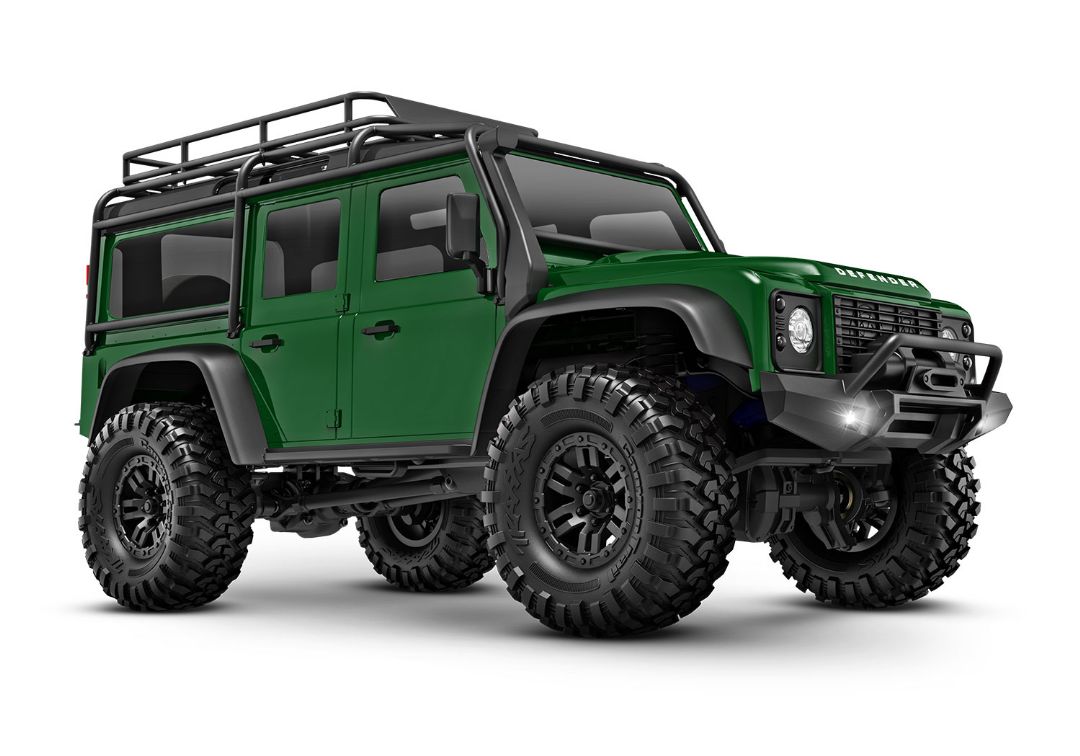 TRX-4M Land Rover Defender 1/18 RTR – Crawler Trail 4WD, véhicule radiocommandé Traxxas avec carrosserie sous licence officielle, échelle réaliste, détails maquette, châssis compact, essieux portiques, différentiels verrouillables, pneus Canyon Trail 1.0, suspension GTS, électronique étanche, moteur Titan 180, micro servo étanche, batterie Li-Ion et chargeur USB inclus, prêt à rouler, pour passionnés RC scale, aventure, randonnée, franchissement et exploration extérieure.