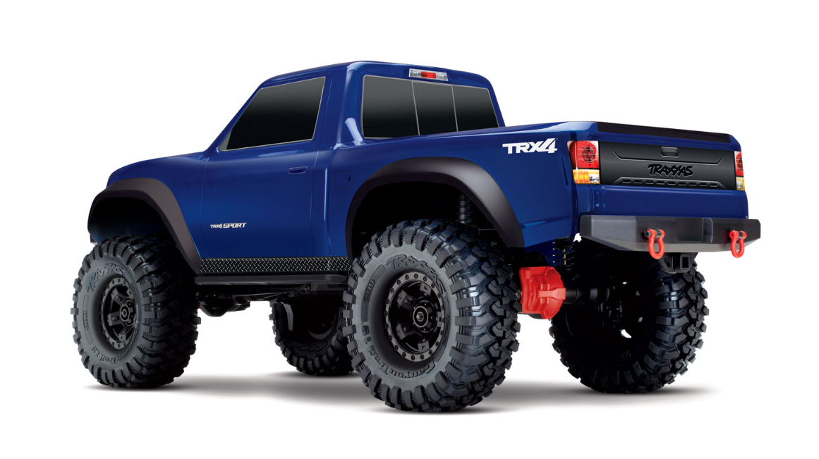 Traxxas, TRX-4 Sport, Clipless, 1/10, bleu, RTR, crawler, trail, essieux portiques, suspension GTS, Titan 550 21T, XL-5 HV, tout-terrain, scale crawler, modélisme RC, véhicule radiocommandé, nature, randonnée, marche à pied, exploration extérieure, franchissement, sentier, aventure, loisir mécanique, loisir technique, hobby modélisme, conduite hors route, performance tout-terrain, crawl technique