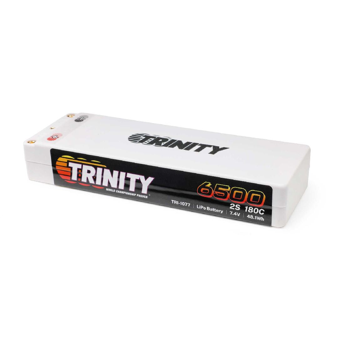TRI-1077 batterie LiPo Trinity 7.4V 6500mAh 180C stick avec connecteurs 5mm pour puissance maximale et autonomie en RC 1/10.