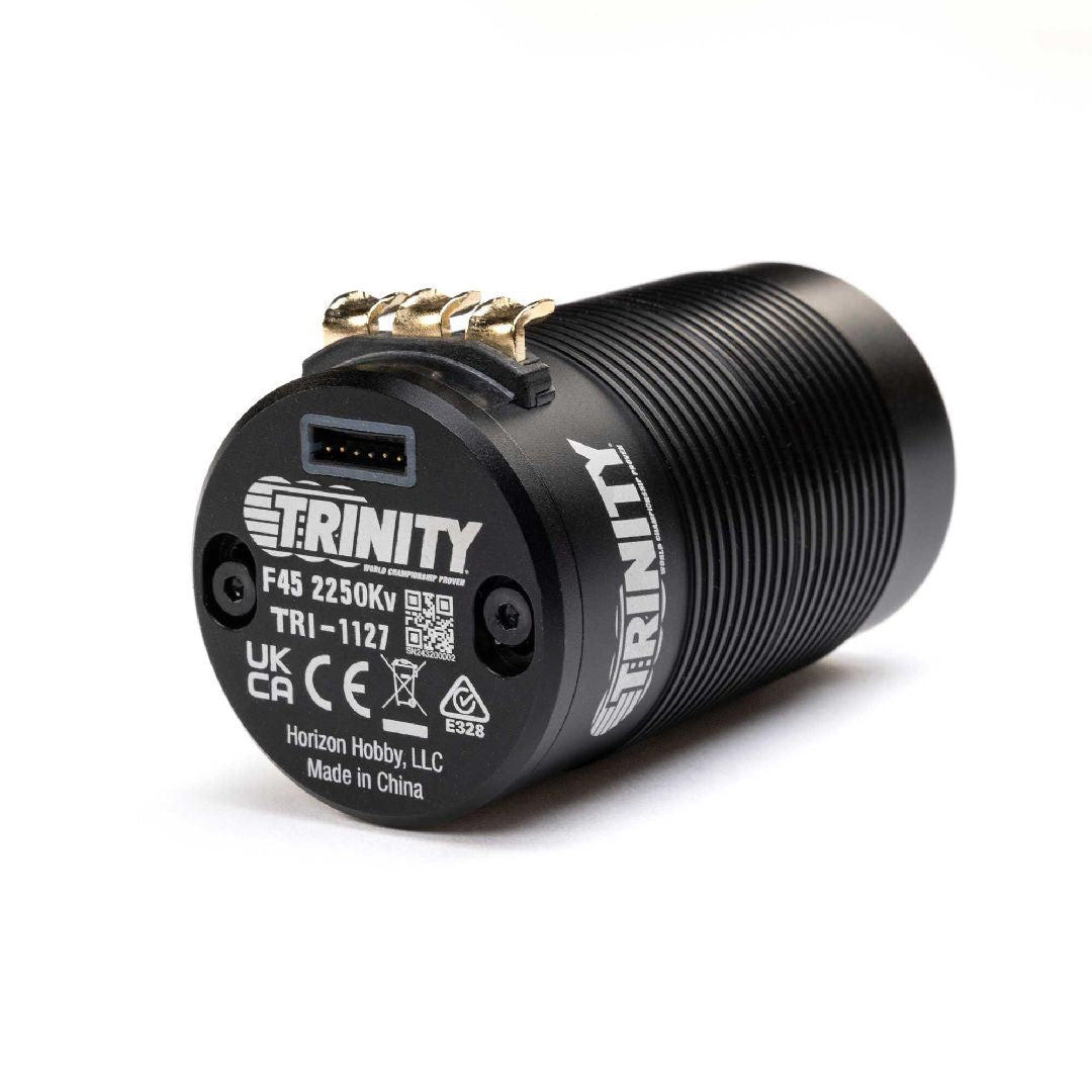 TRI-1127 moteur Trinity F45 2250Kv 1/8 brushless sensored compatible 2S à 6S LiPo pour buggy et truggy RC haute performance.
