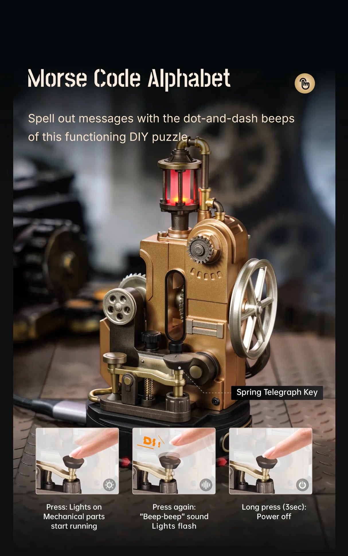 Télégraphe Morse mécanique - ROKR CGM02 – Puzzle 3D – Univers RcLoisirs