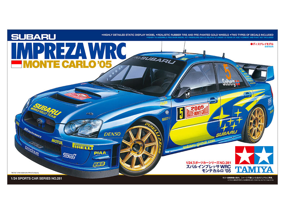 Tamiya 24281 – Subaru Impreza WRC Monte-Carlo 2005 – maquette automobile 1/24 avec détails de rallye et décalcomanies