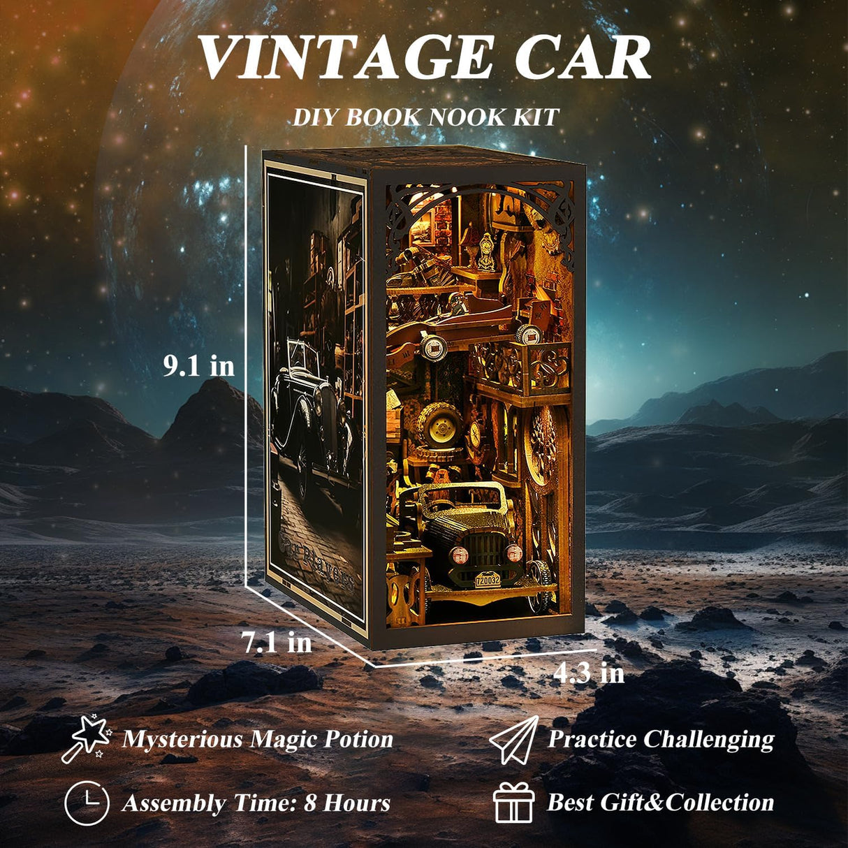 Voiture ancienne –Book Nook – Miniature à assembler | Univers RcLoisirs