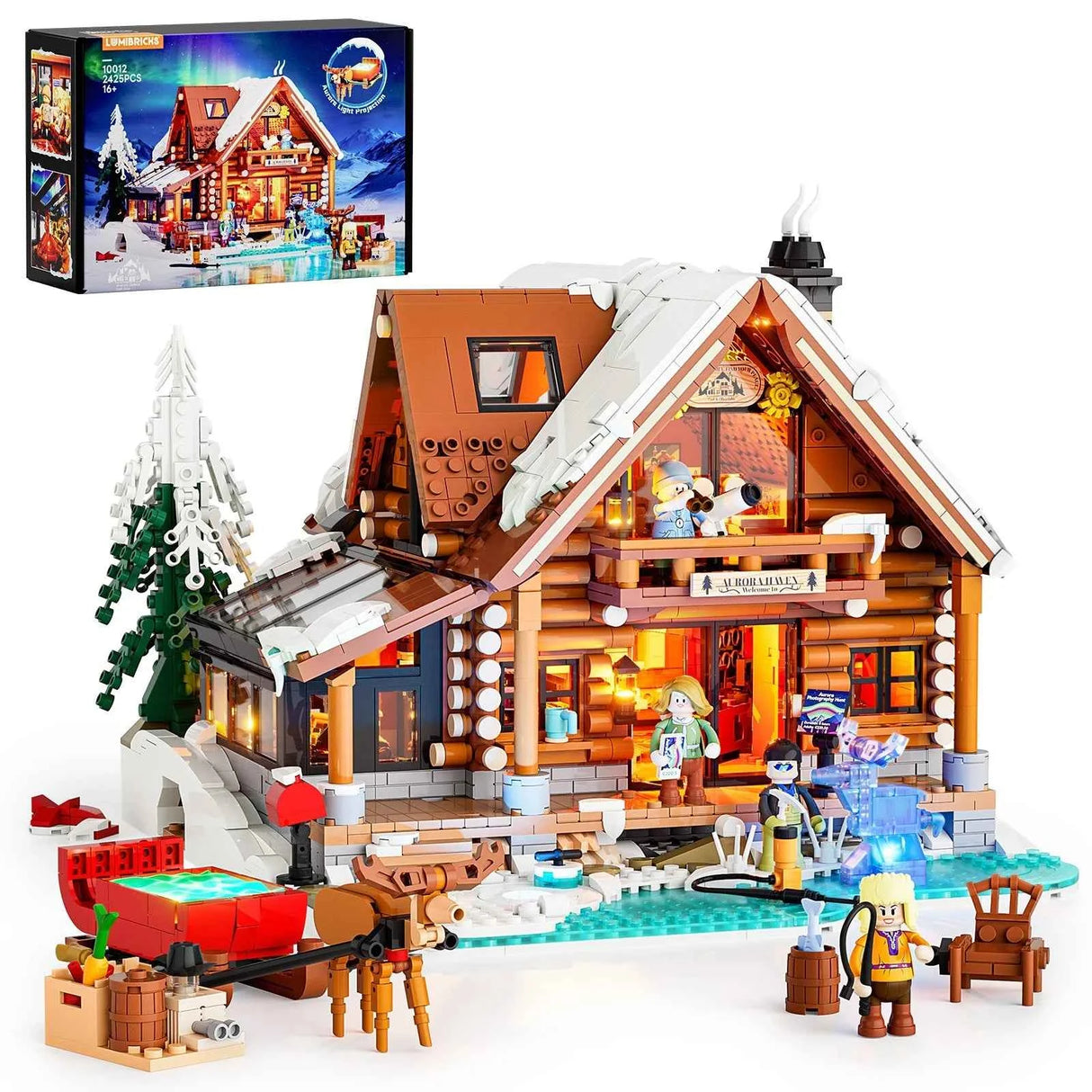 L9090 – Chalet des Aurores Boréales – Hiver Nordique – 2425 pcs – Lumibricks