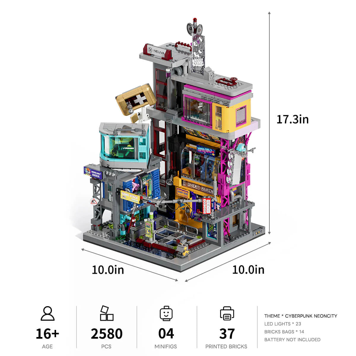 L9095 – Pile de jeux – Cyberpunk NeonCity – 2580 pcs – Lumibricks
