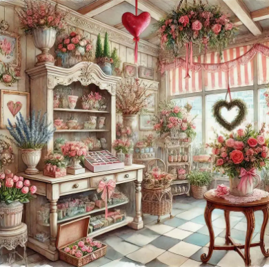 Florist of Hearts – 40×40cm – Round Diamonds