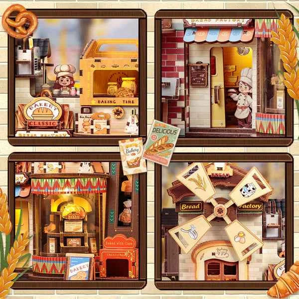 Bread Factory – Book Nook 3D en bois avec LED – Haute gamme