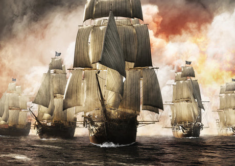 Puzzle 1000 pièces – Victoire des pirates – Enjoy – scène navale historique avec bataille en mer, navires à voiles, pavillon pirate, canons en action, décor maritime, ciel orageux, atmosphère d’aventure, casse-tête de collection, Univers RcLoisirs