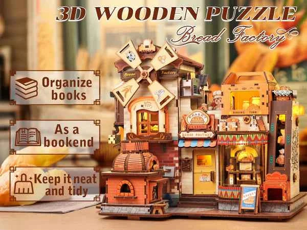 Bread Factory – Book Nook 3D en bois avec LED – Haute gamme