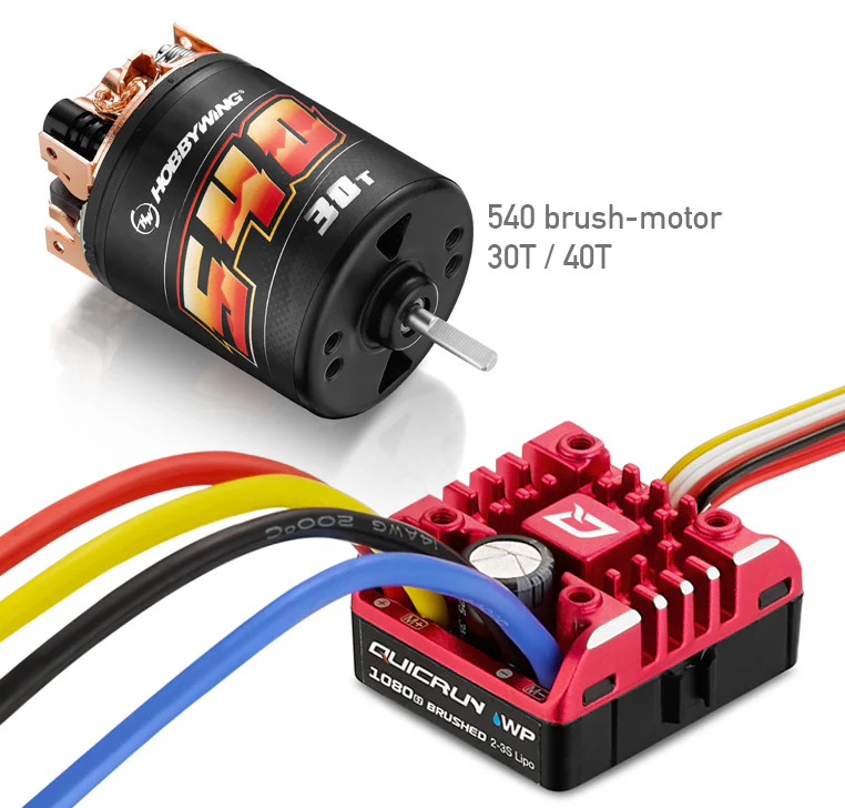 38020349 combo Hobbywing QuicRun 1080 G2 avec ESC waterproof et moteur brushed pour crawlers RC 1-10 offrant contrôle et fiabilité chez Univers RcLoisirs