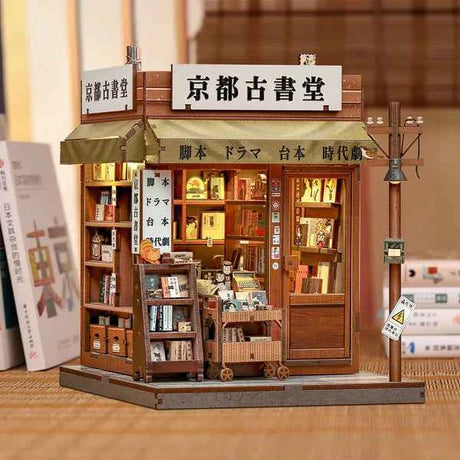 Librairie d’antiquités de Kyoto – Book Nook 3D en bois avec LED – Haute gamme