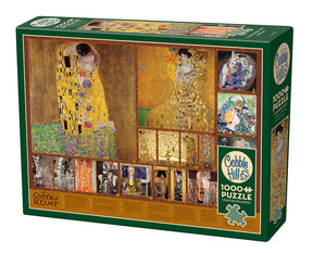 Reproduction artistique en casse-tête de 1000 pièces représentant L’âge d’or de Gustav Klimt, une œuvre iconique exposée dans de grands musées, éditée par Cobble Hill. Puzzle en carton de qualité, parfait pour les passionnés d’art et de peinture dorée.