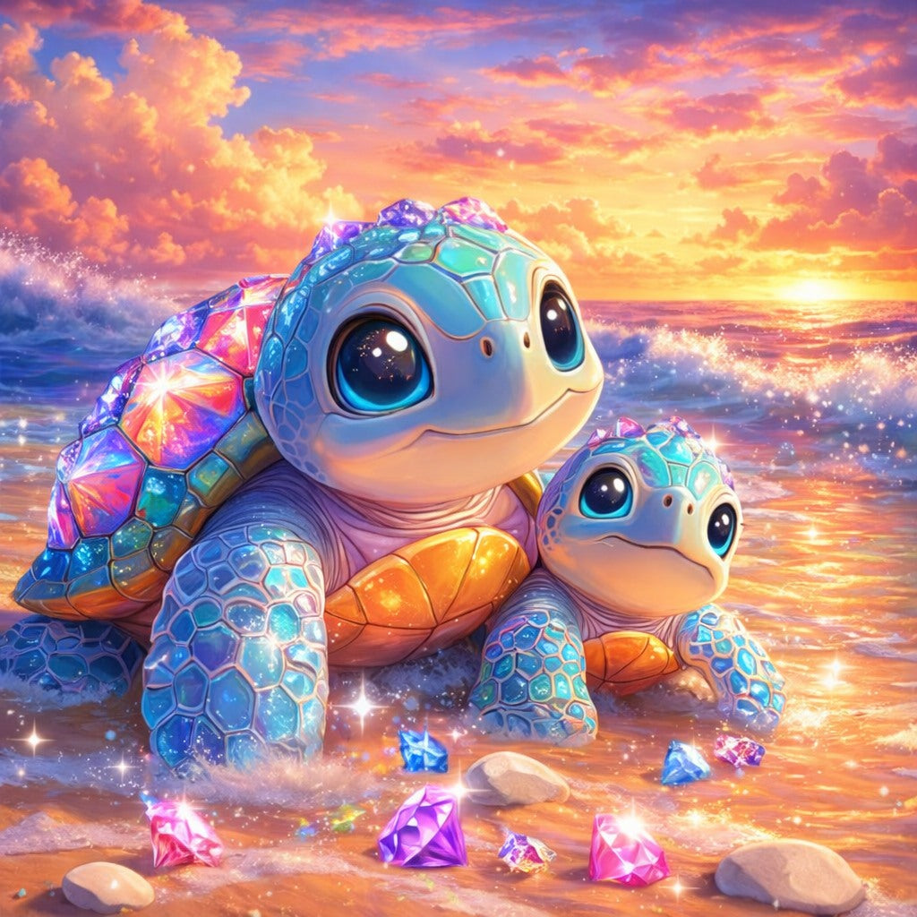Peinture diamant 5D - Haute Gamme - Bébé tortue