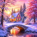 Peinture diamant 5D - Haute Gamme - Aube rose d'hiver