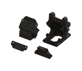 ARA-1520 ensemble de boîtier de transmission HD officiel ARRMA en composite haute résistance avec douille d'entrée en acier. Comprend le boîtier principal, le couvercle, le support arrière et la retenue de barre antiroulis pour une réparation fiable.