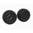 ARA-1608 ensemble de 2 pneus ARRMA dBoots Fortress MT montés et collés avec jantes noires 2.8 po, hexagone de 14 mm et inserts en mousse haute qualité. Excellente adhérence sur tous les terrains et installation immédiate.