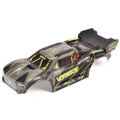 ARA-2578 carrosserie peinte bleu et noir pour ARRMA VORTEKS 2WD 1/10, predecoupee, decoree et compatible avec le systeme de fixation cache.