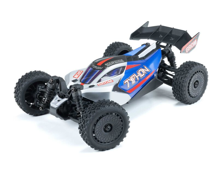 ARRMA Typhon Grom ARA2106 buggy 1/14 RTR brushed 4WD, tout-terrain compact avec moteur Spektrum 390, ESC 2-en-1 étanche, batterie et chargeur inclus, univers RcLoisirs.