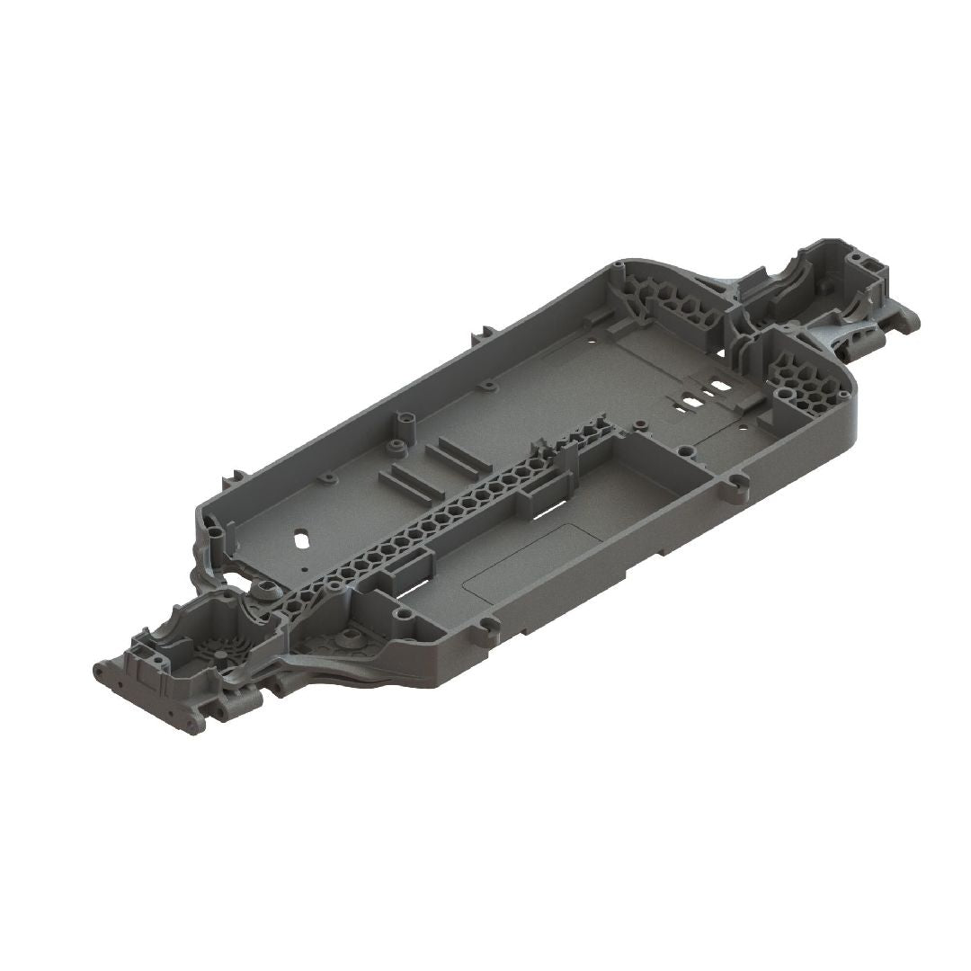 Arrma ARA320799 châssis composite XLWB V2 officiel ARRMA. Pièce de remplacement d'origine en composite haute résistance avec renforts intégrés, compatible avec le KRATON 4S 4X4 V2 BLX 1/10.Composite Chassis - XLWB V2 (1pc) - Univers RcLoisirs