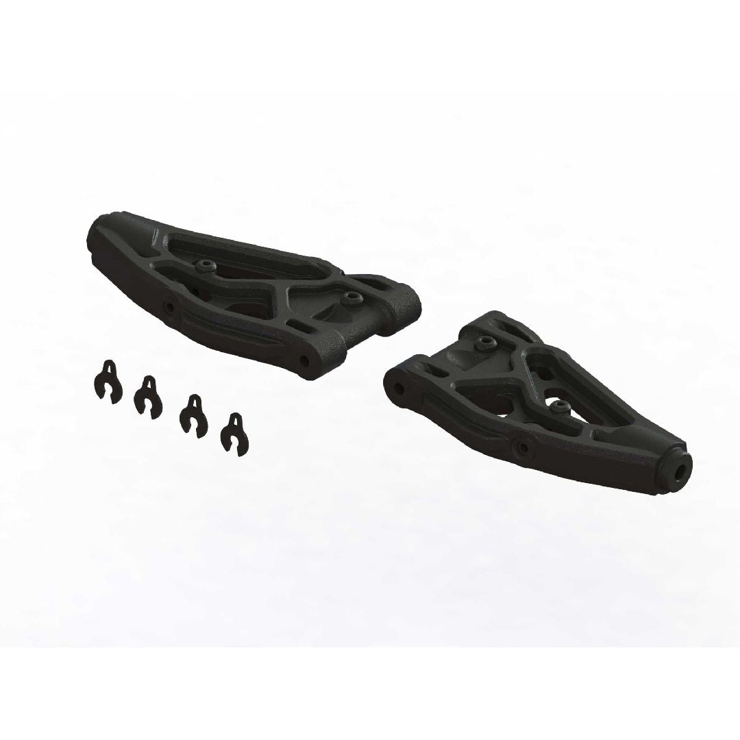 ARA330606 bras de suspension avant 100mm ARRMA robustes en composite pour Mojave 6S offrant durabilité et ajustement précis chez Univers RcLoisirs