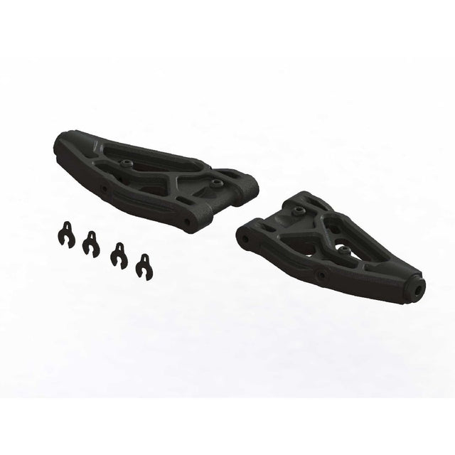 ARA330606 bras de suspension avant 100mm ARRMA robustes en composite pour Mojave 6S offrant durabilité et ajustement précis chez Univers RcLoisirs