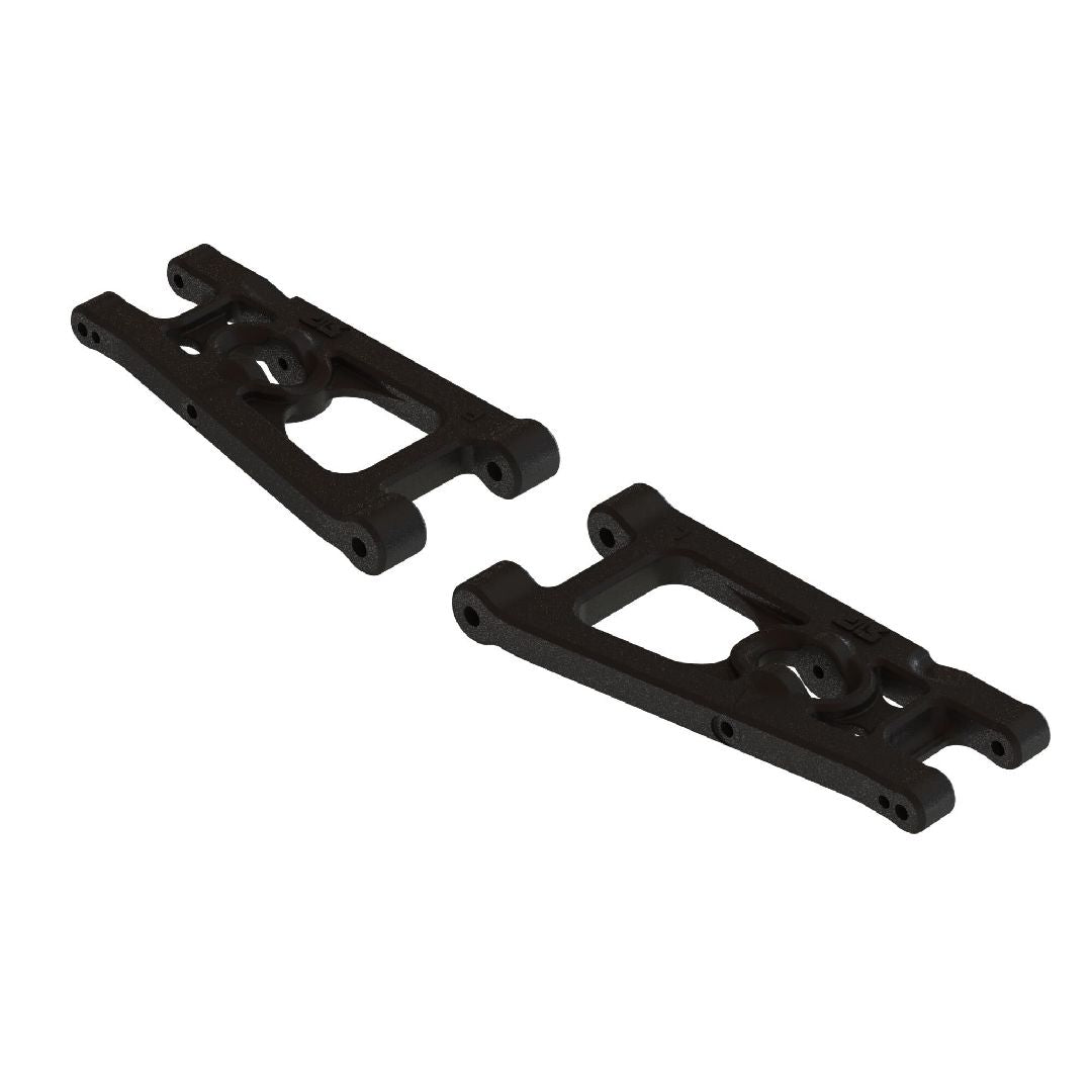 ARA330750 ensemble de 2 bras de suspension inferieurs avant ARRMA en composite, pieces de remplacement d'origine pour les vehicules RC compatibles.