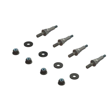 ARA330816 supports d’amortisseurs EXB V2 ARRMA en acier usiné M4 avec écrous et rondelles inclus pour résistance maximale en bashing chez Univers RcLoisirs