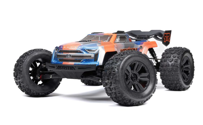 ARRMA Kraton 6S ARA8608V6, monster truck 1/8 RTR brushless 4WD, tout-terrain basher 6S LiPo avec châssis aluminium EXB, carrosserie clipless body, moteur Spektrum Firma 2050Kv, ESC Firma 150A, radio Spektrum SLT3, récepteur SR315, servo étanche, pneus dBoots Copperhead2 MT, amortisseurs hydrauliques, voiture RC puissante pour bash extrême et performance RC, hobby modélisme univers RcLoisirs.