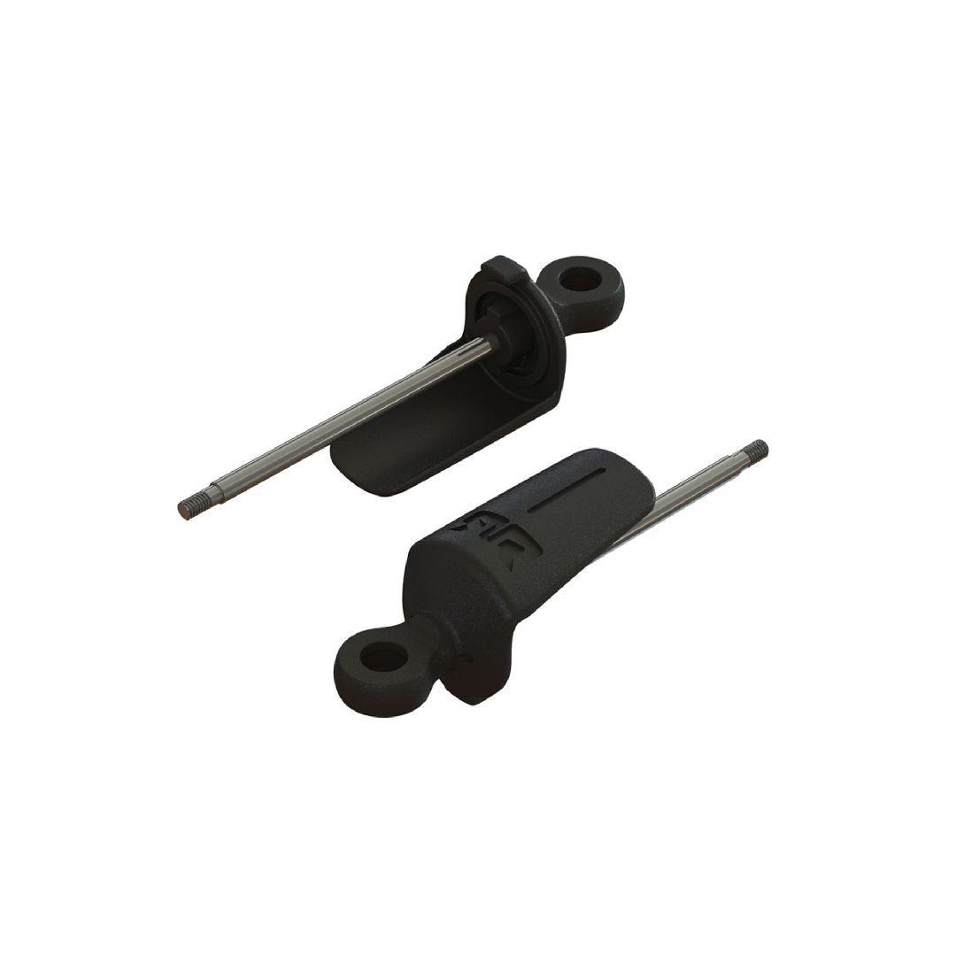 ARAC8988 ensemble officiel ARRMA comprenant 2 tiges d'amortisseur avant en acier usiné avec chapes et coupelles de ressort moulées. Pièce de remplacement d'origine conçue pour restaurer les performances de la suspension avant.