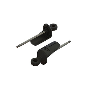 ARAC8988 ensemble officiel ARRMA comprenant 2 tiges d'amortisseur avant en acier usiné avec chapes et coupelles de ressort moulées. Pièce de remplacement d'origine conçue pour restaurer les performances de la suspension avant.