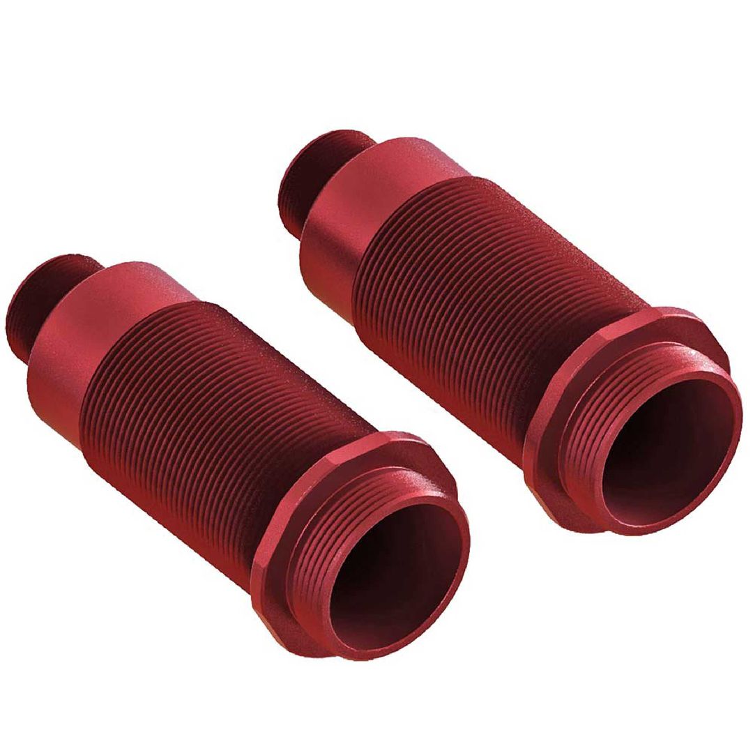 ARAC9072 ensemble de 2 corps d'amortisseurs ARRMA 16 x 54 mm en aluminium anodise rouge avec filetage de reglage et compatibilite avec tiges de 4 mm.