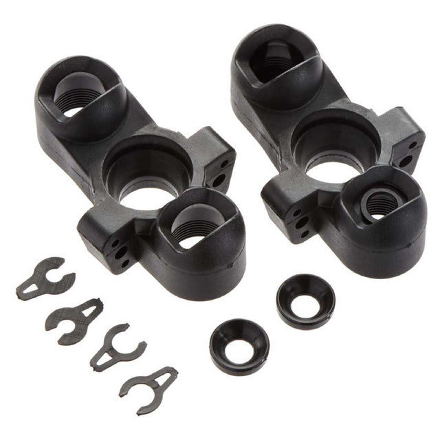 ARAC9361 ensemble de 2 fusees de direction avant ARRMA en composite robuste, pieces de remplacement d'origine pour les vehicules ARRMA compatibles.