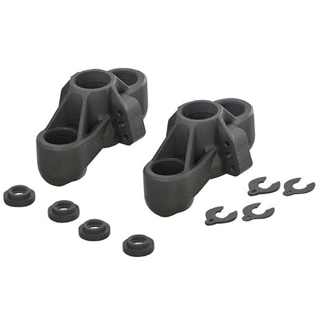ARAC9366 ensemble de 2 fusees de direction avant ARRMA 6S en composite robuste avec entretoises de pivot ball et de bras de suspension incluses.