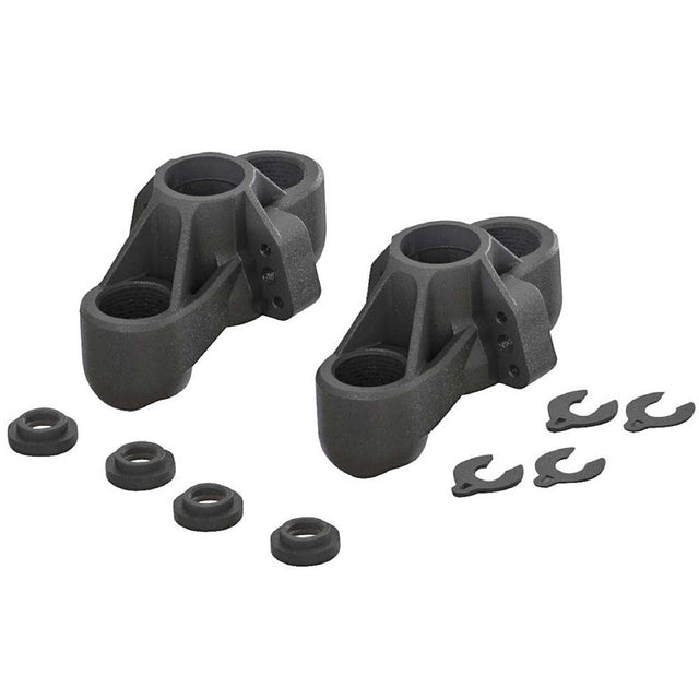 ARAC9366 ensemble de 2 fusees de direction avant ARRMA 6S en composite robuste avec entretoises de pivot ball et de bras de suspension incluses.