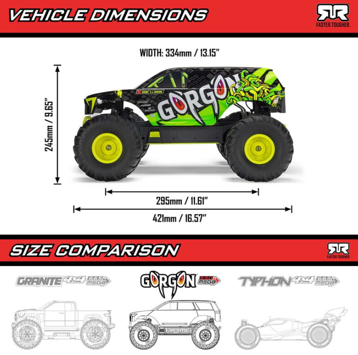 ARRMA ARA3230S – Gorgon 2WD 1/10 Brushed RTR – Univers RcLoisirs