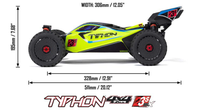 ARRMA TYPHON 223S BLX 4X4 Buggy 1/8 RTR – ARA4306V4 – Univers RcLoisirs