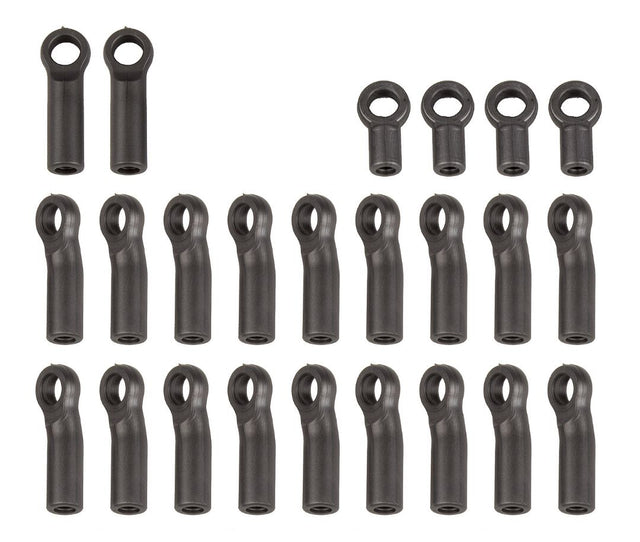 ASC42040 ensemble de 24 embouts de biellette Team Associated pour Element RC Enduro 1/10, avec 18 embouts courbes, 2 droits et 4 oeillets d'amortisseur.