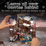 BJAA401 Kyoto Snow Whisper, Book Nook DIY de 286 pieces inspire de Ginzan Onsen au Japon. Scene japonaise enneigee, eclairage DEL tactile et couvercle anti-poussiere inclus.