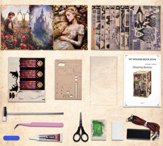 Belle au bois dormant – Book Nook 3D en bois – LED – Haute gamme – Univers RcLoisirs
