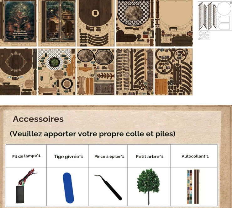 Bibliothèque des sages – Book Nook – Miniature à assembler - Univers RcLoisirs