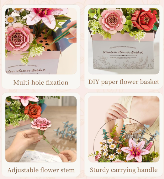 Boite à fleurs – ROKR TW03H – Puzzle 3D en bois à assembler – Univers RcLoisirs